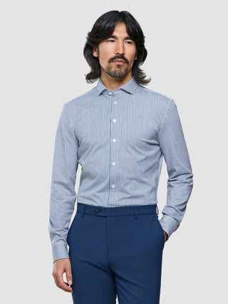 Classic Shirt Marine Herringbone Regular