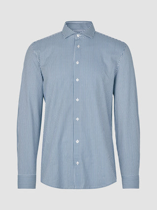 Classic Shirt Marine Herringbone Regular