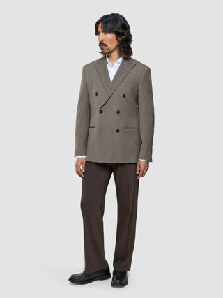 Double Breasted Essential Blazer Almond