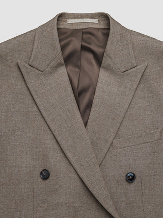 Double Breasted Essential Blazer Almond