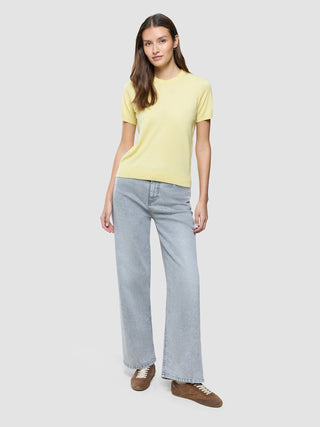 Women Fine Knit T-Shirt Sunlight Yellow