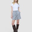 Women Linen Shorts Relaxed Stone Grey