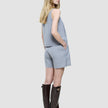 linen set stone grey top relaxed shorts