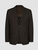 Motion Blazer Slim Cognac: en mörkbrun blazer med 360°-stretch, skårade slag och två knappar framtill.