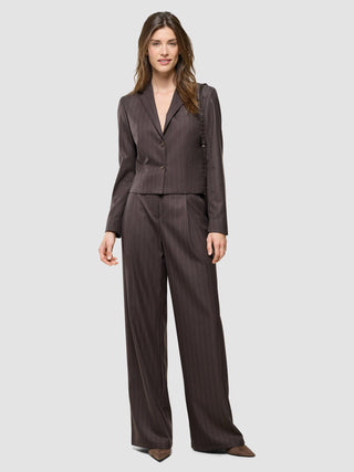 Women Raina Short Blazer Chestnut Pinstripe