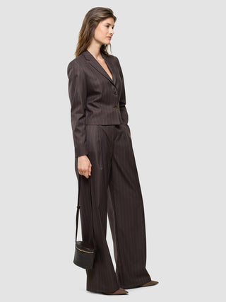 Raina Suit Wide Chestnut Pinstripe