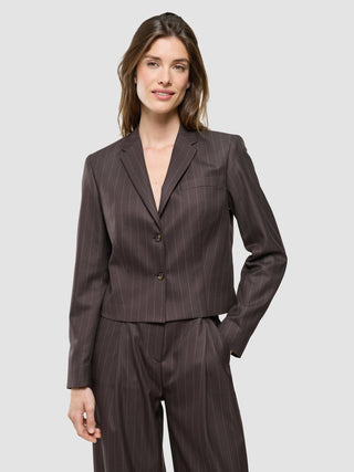 Women Raina Short Blazer Chestnut Pinstripe