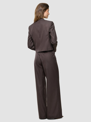 Women Raina Short Blazer Chestnut Pinstripe