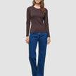 Women Rib T-shirt Long Sleeve Espresso