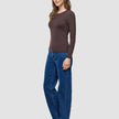 Women Rib T-shirt Long Sleeve Espresso