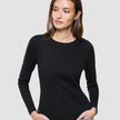 Women Rib T-Shirt Long Sleeve Black