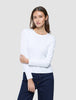 Women Rib T-Shirt Long Sleeve White