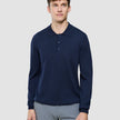 Seamless Core Knit Long Sleeve Polo Dark Navy