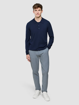 Seamless Core Knit Long Sleeve Polo Dark Navy