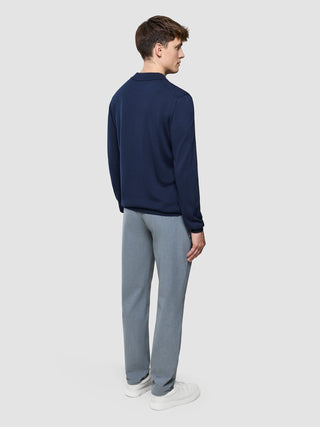 Seamless Core Knit Long Sleeve Polo Dark Navy