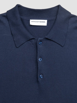 Seamless Core Knit Long Sleeve Polo Dark Navy