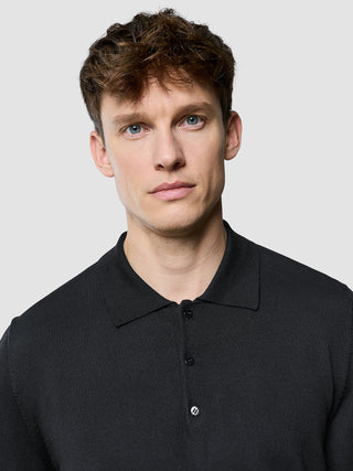 Seamless Core Knit Short Sleeve Polo Black