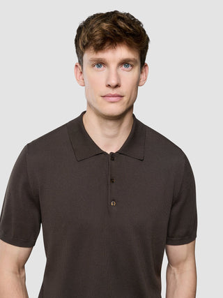 Seamless Core Knit Short Sleeve Polo Dark Brown