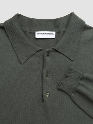 Seamless Core Knit Short Sleeve Polo Green Night