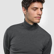 Seamless Premium Merino Knit Turtleneck Charcoal Grey