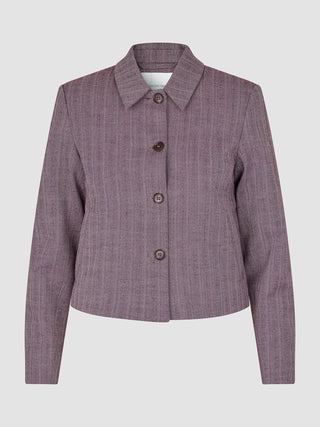 Serene Set Pink Winery Herringbone Short Jacket and Pants Wide