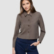 Women Serene Short Jacket Brown Stone Herringbone