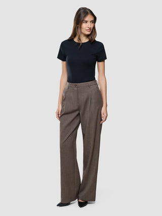 Women Serene Pants Wide Brown Stone Herringbone
