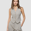 Women Serene Short Vest Burnt Sugar Herringbone