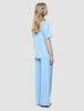 skye set blue haze short sleeved blazer wide pants