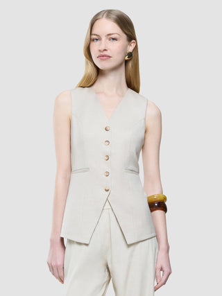 Women's Skye Long Vest Sandy Beige Melange