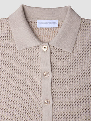 Women Structured Polo Sandy Beige