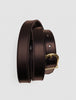 Women Thin Leather Belt Gold Dark Brown