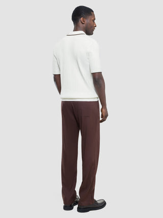 V-Neck Knit Short Sleeve Polo White