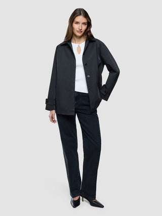Women Waterproof Trench Coat Short Black