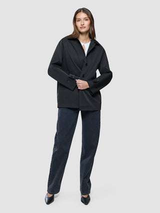 Women Waterproof Trench Coat Short Black
