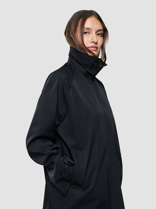 Women Waterproof Trench Coat Short Black