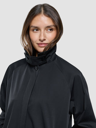 Women Waterproof Trench Coat Short Black