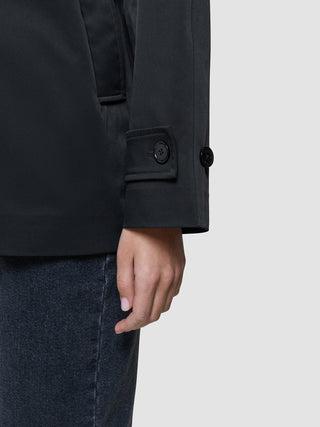 Women Waterproof Trench Coat Short Black