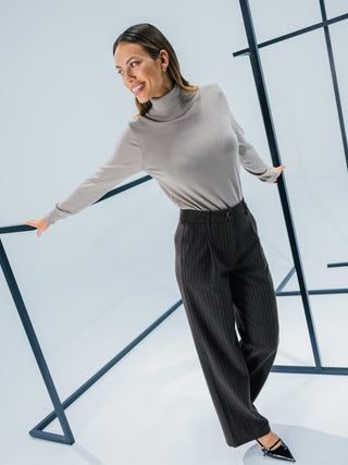 Fine Knit Turtleneck Dark Sand