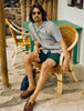 Refined Linen Bowling Short Sleeve Shirt Stone Grey