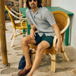Refined Linen Bowling Short Sleeve Shirt Stone Grey