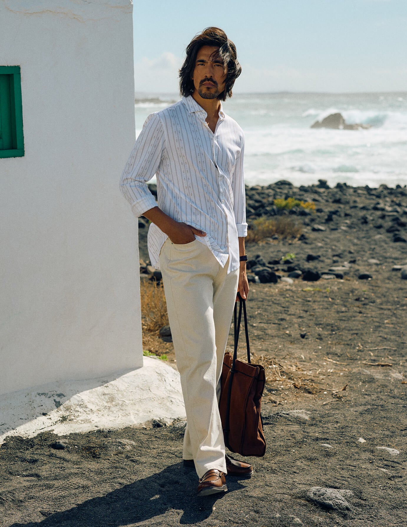 Lightweight Classic Shirt Earth Stripe Slim