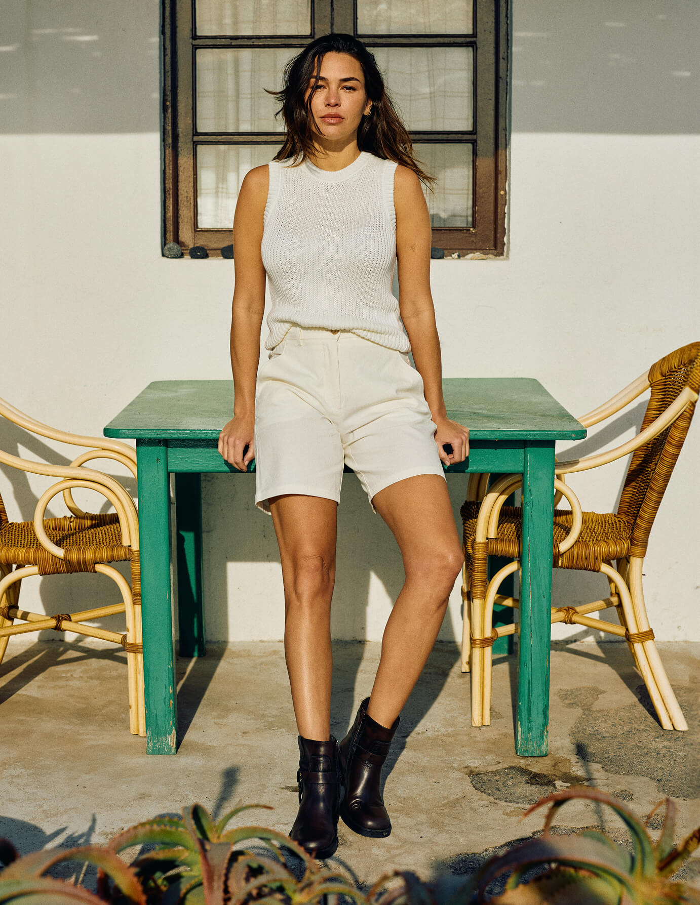 Women's Structured Knit Top Off White