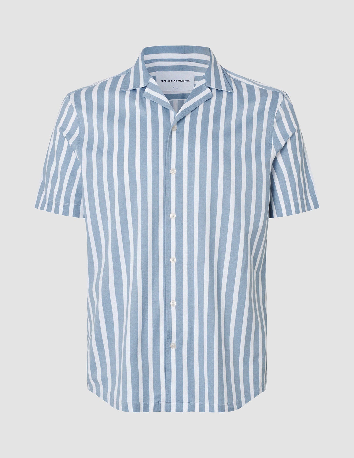 Bowling Short Sleeve Shirt Bold Stripes Light Blue