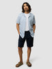 Bowling Short Sleeve Shirt Bold Stripes Light Blue