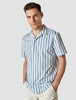 Bowling Short Sleeve Shirt Bold Stripes Light Blue