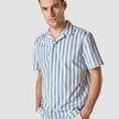 Bowling Short Sleeve Shirt Bold Stripes Light Blue
