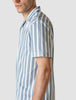 Bowling Short Sleeve Shirt Bold Stripes Light Blue