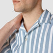 Bowling Short Sleeve Shirt Bold Stripes Light Blue