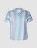 Bowling Short Sleeve Shirt Bold Stripes Light Blue